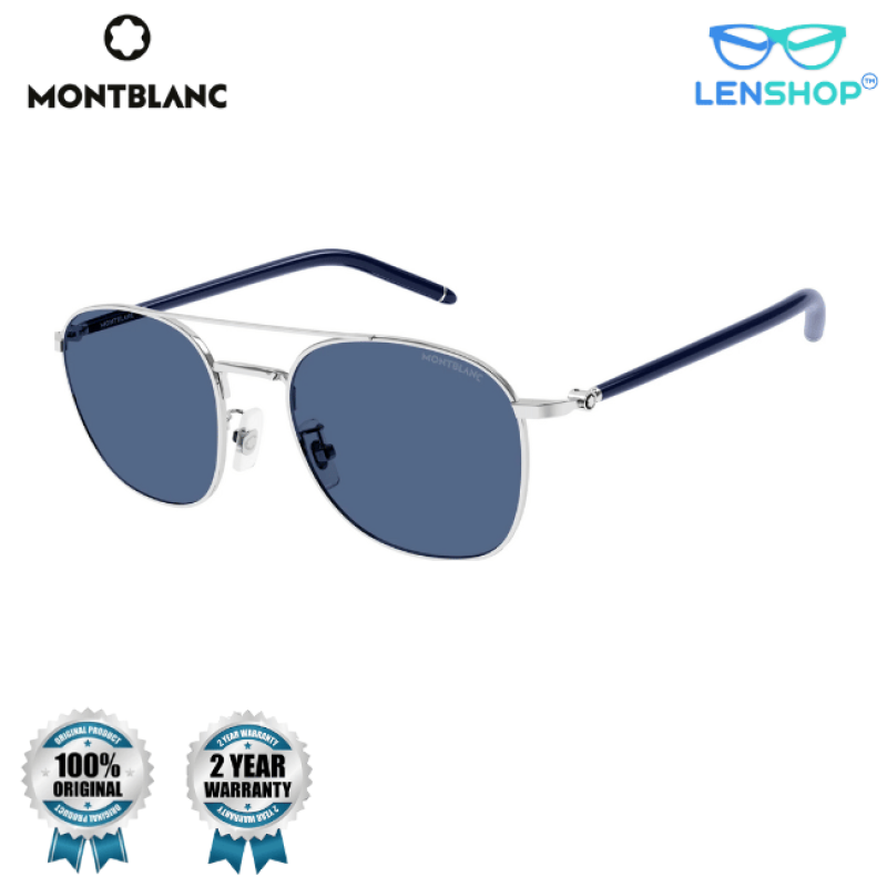 Montblanc MB0271S silver blue polarised aviators
